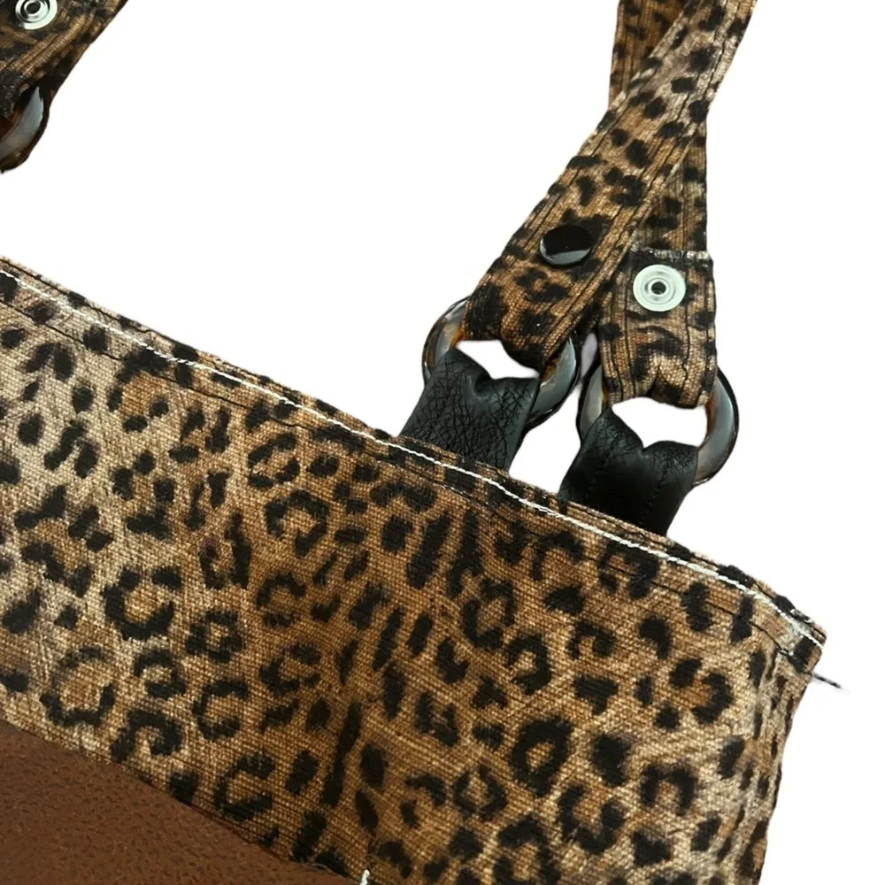Trendy Reversible Leopard Print & Brown Statement Tote Bag